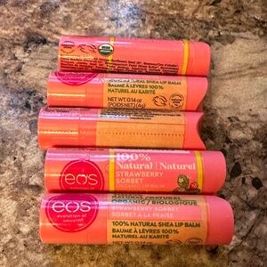 EOS organic strawberry sorbet lip balm. 10 new and sealed tubes.